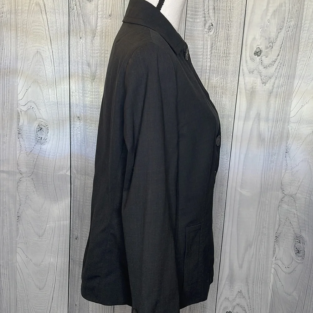 Akris Punto Blazer Jacket Wool Blend Lined Boxy Black Sz 14